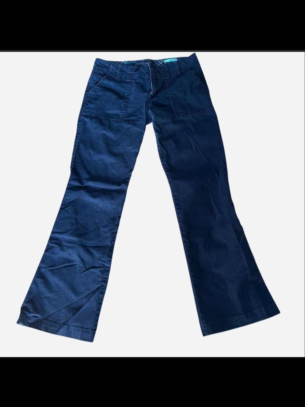 Sanctuary Plaid-Trim Navy Black Y2k Low Rise Flare Trousers